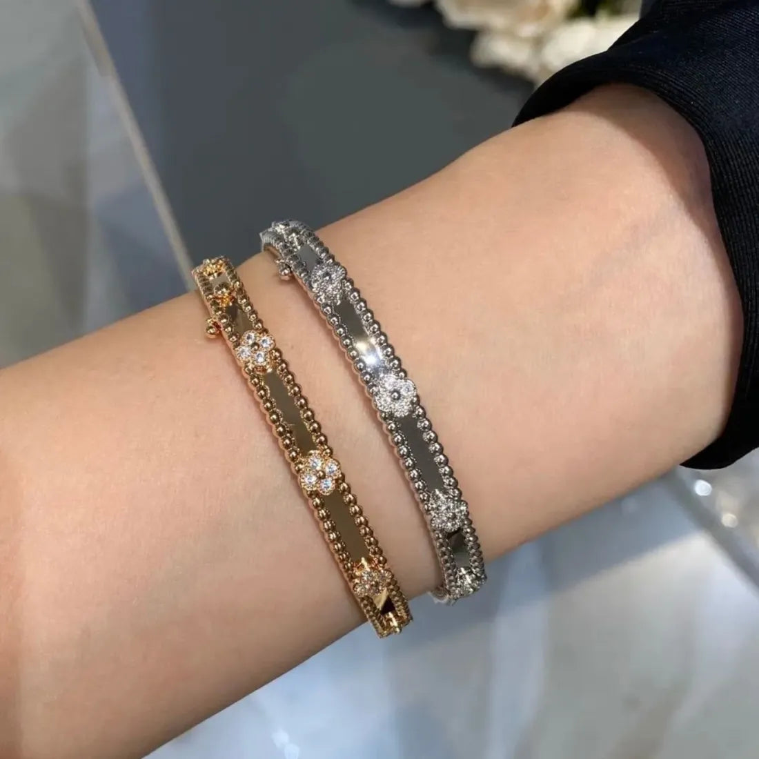 Silver Coated Clover Bracelet