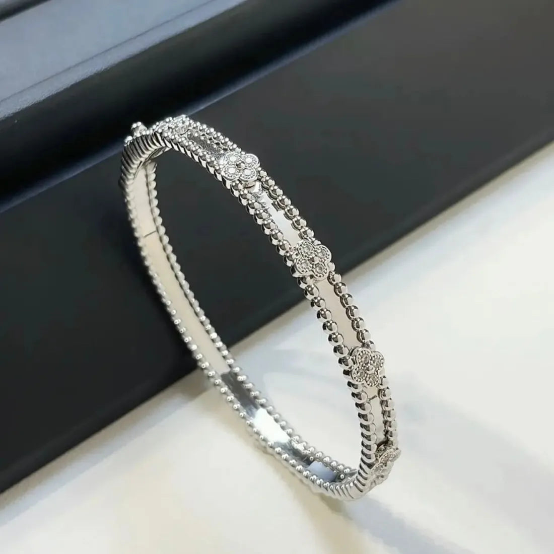 Silver Coated Clover Bracelet