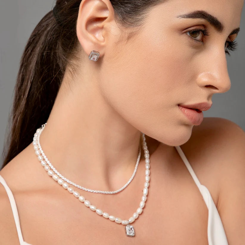 Perla - Natural Pearl Necklace & Pure Silver Chain